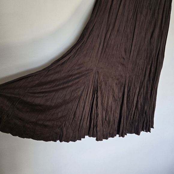 Soft Surroundings Brown Faux Suede‎ A-Line Maxi Skirt Women's L Western Boho Y2K - Picture 4 of 6
